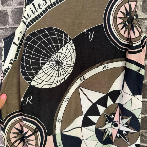 Tory Burch Constellation Sleeveless Linen Blend Compass A-Line Dress - Picture 5 of 11